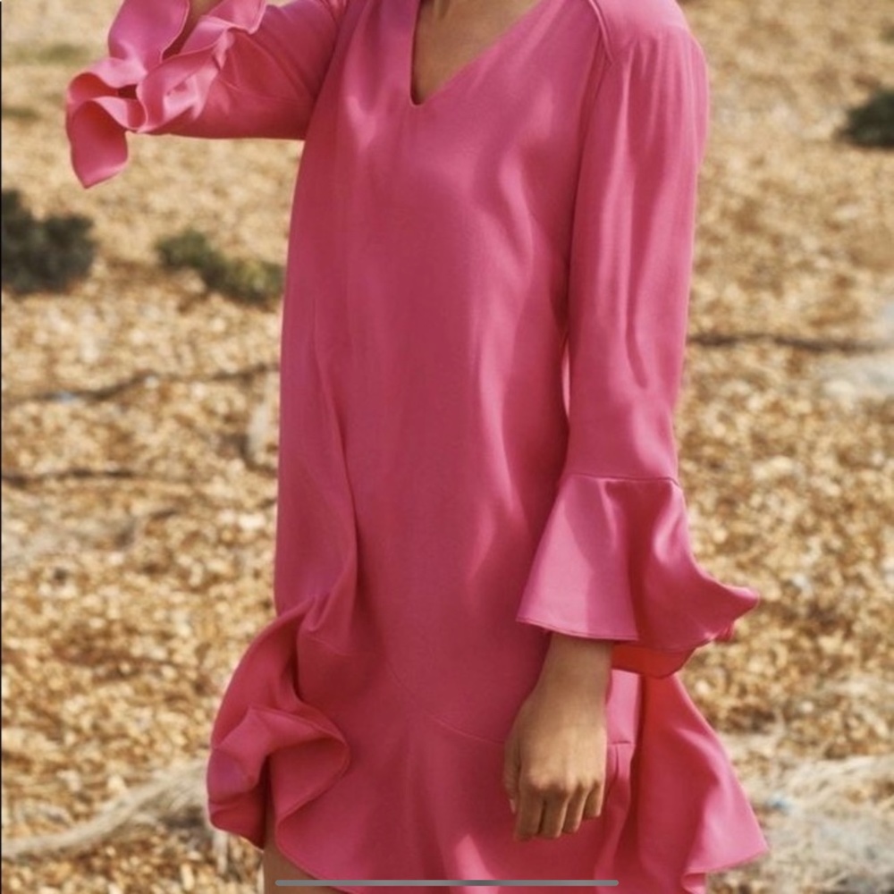 Anthropologie Ruffle Hem, Bell Sleeve Dress